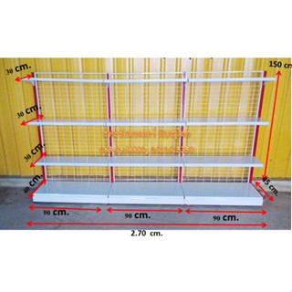 เซ็ทชุดชั้นวางสินค้าริมผนัง แบบด้านเดียว 4ชั้น ราคาสุดประหยัด รุ่น Perfect 3 ขนาดยาว 3.60ม. สูง 1.50ม.