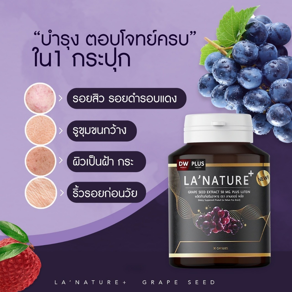 (ของแท้ 100%)🍇 เกรฟซีด ลาเนเจอร์เกรปซีด เมล็ดองุ่น LANATURE GRAPE SEED EXTRACT🍇