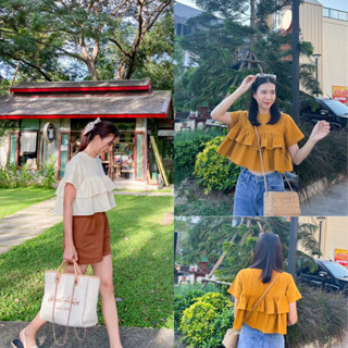 🧶ลักษณ์🛒 เสื้อครอป เสื้อครอประบาย 2 ชั้น💕