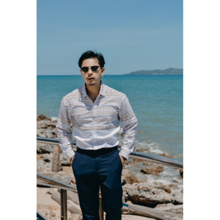 เสื้อผ้าฝ้ายพิมพ์ลายล้านนาแขนยาว No.07เชิ้ต