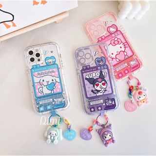 เคสโทรศัพท์มือถือ ขอบเรืองแสง พร้อมสายห้อยการ์ตูน สําหรับไอโฟน14-14pro-14ProMax-13-13Promax-12-12ProMax-11-XsMax-X-8p-7p