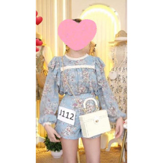 ชุดเซตขาสั้นลายดอกปักฉลุสีฟ้า งานป้าย Valley girl SizeXL ***มือ1ป้ายห้อย