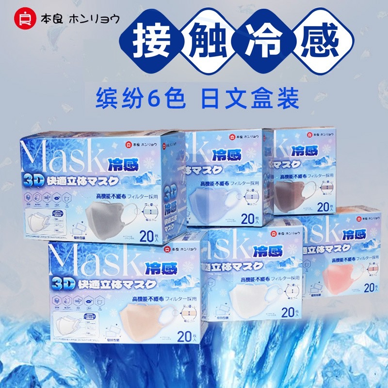 （พร้อมส่ง)แมสเย็น COOL MASK 3D  1 กล่อง20 ชิ้น หน้ากากอนามัยแบบเย็น ทรงสามมิติ