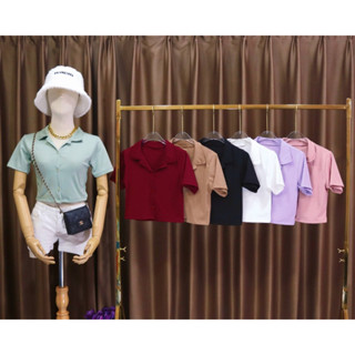 เสื้อยืดแฟชั่น no.019 คอปก ติดกระดุมหน้า เสื้อแขนสั้น