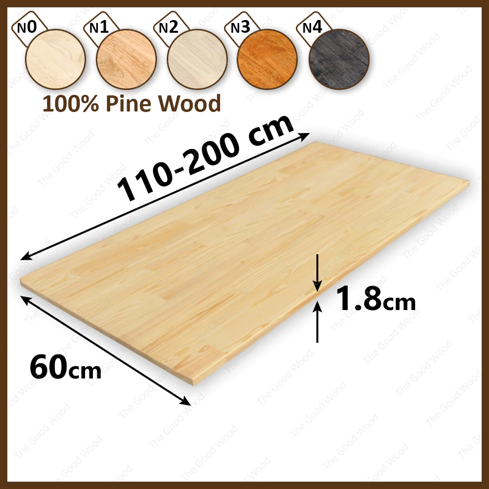 หน้าโต๊ะ ไม้สน หนา 18mm. กว้าง 60 cm. x ยาว 110-200 cm. AAต่อฟันปลา หน้าโต๊ะ ไม้สนนอก ท็อปโต๊ะ