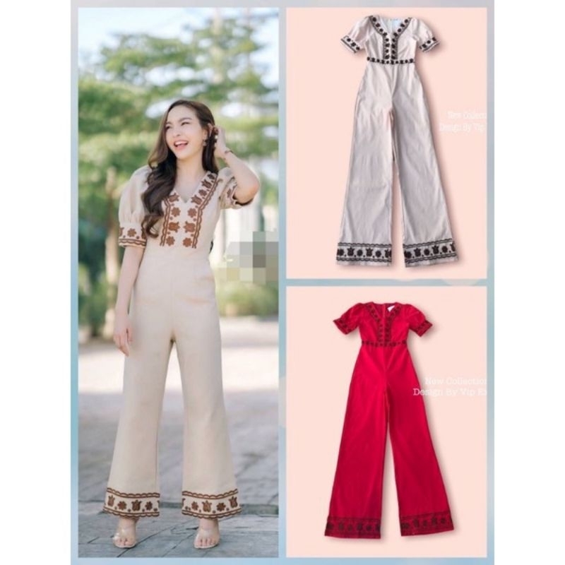 🌸🦋จั๊มสูทขายาวงานป้าย VIP exclusive สีแดง🛑/size XL(แต่ขอสาวไซส์Lใส่) 🎀