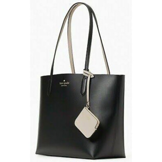 พร้อมส่ง Kate Spade Ava Reversible Black Leather Tote Beige Pouch