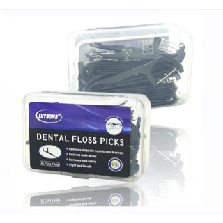 Lvtsons dental floss picks ไหมขัดขัดแคะทำความสะอาดซอกฟันชาโคล-1 กล่องบรรจุ 45 ชิ้น