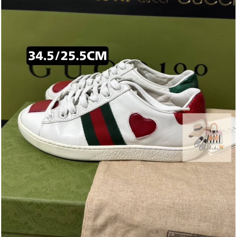 Gucci Ace sneaker (ปักลายหัวใจ)มือสองของแท้💯