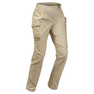 กางเกงขายาวผู้หญิง ป้องกันรังสียูวี FORCLAZ Womens Desert Trekking Anti-UV Eco-Designed Trousers Desert 900 beige