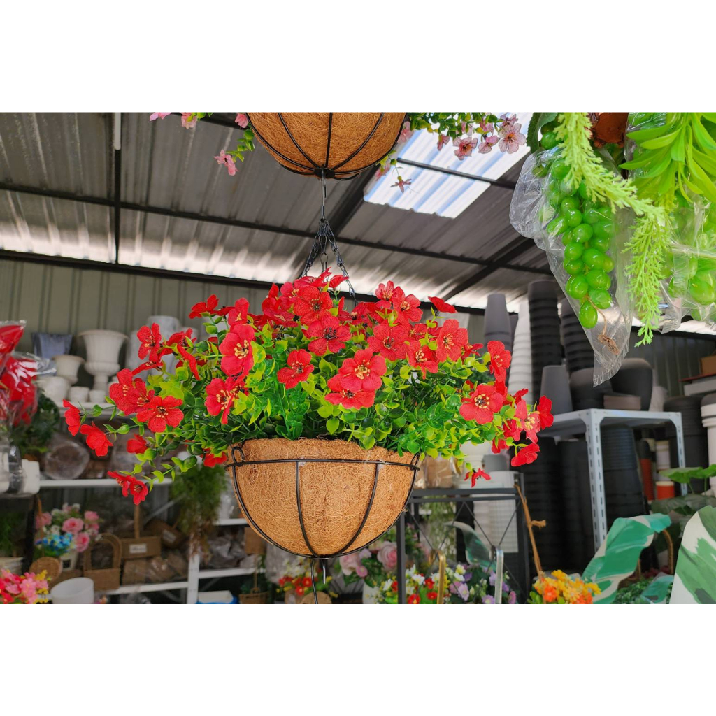 กระเช้าแขวนดอกไม้เทียม ดอกผีเสื้อ, ดอกเดซี่ ดอกกล้วยไม้ สีสันสดใส ตกแต่งบ้าน ร้านค้า ให้ดูสดชื่น - รูปที่ 6