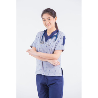 scrubvet: เสื้อสครับลายบลูเทอเรีย