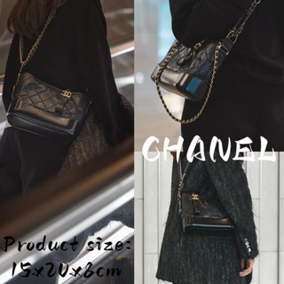 ชาแนล  CHANEL  Gabrielle series/กระเป๋าเดินเขา/สายโซ่วินเทจ/หนังลูกวัว/กระเป๋าสะพายหลัง messenger ไหล่เดียว/เล็ก