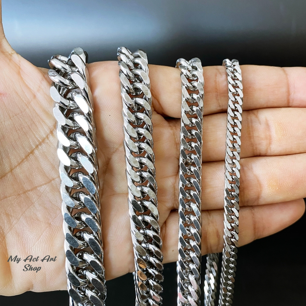 สร้อยคอ No.2 6-12mm เลสสร้อยคอ สร้อยโซ่ แสตนเลสแท้ ไม่ลอกไม่ดำ ใส่อาบน้ำได้ Stainless Steel 100%