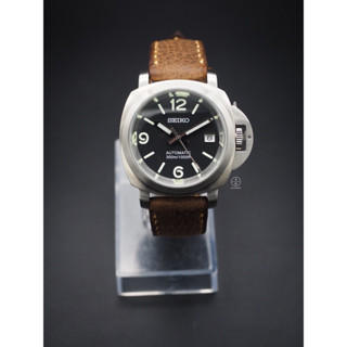 Seiko Mod PAM Black with Brown Leather Strap (PAM Edition)