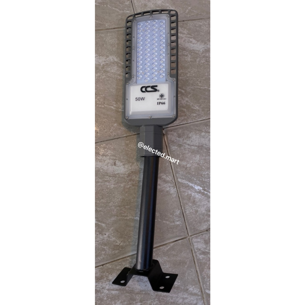 " CCS " โคมถนน LED 50W พร้อมก้าน 185V- 265V ไฟตกยังคงสว่าง IP66 กันน้ำ กันฝุ่น มี ม.อ.ก. ลูกค้ามั่นใจ