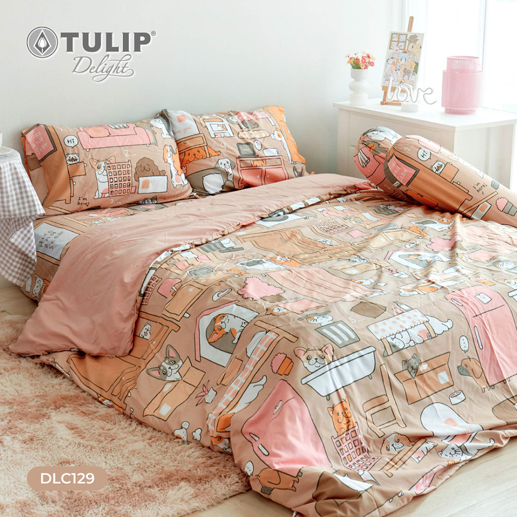 [New] TULIP Delight หมาจ๋า DLC129 ลิขสิทธิ์แท้หมาจ๋า ชุดผ้าปูที่นอน ผ้าห่ม ผ้านวม พิมพ์ลายการ์ตูน ให้สัมผัสนุ่ม