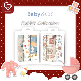 Baby&amp;Co. Rabbit collection ผ้าอ้อม ขนาด 30 "x 30 " แพ็ค 3 ชิ้น