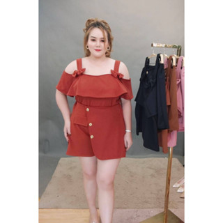 🔥Plussize🔥ชุดเซทเสื้อ+กระโปรงกางเกงคนอ้วน🔥  อกก่อนยืด 48 ยืดสุด 54      เอวก่อนยืด 30 ยืดสุด 44