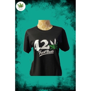 T-shirt เสื้อยืด เสื้อสายเขียวลาย Fastbuds 420 เสื้อสหายสายเขียวลายกัญชา