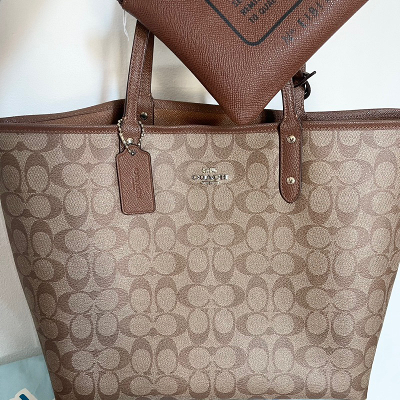 COACH #F36658 Tote bag กลับด้าน น้ำตาลคาราเมล แท้ 💯%
