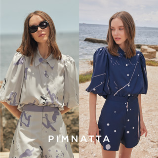 Pimnatta Jolie Top (สินค้าพร้อมส่ง🛒) เสื้อเชิ้ตแขนบอลลูน ผ้าพิมพ์ลายไหมอิตาลี ผ้าพริ้ว ใส่ถ่ายรูป ไปคาเฟ่ ไปทะเลก็รอด!!