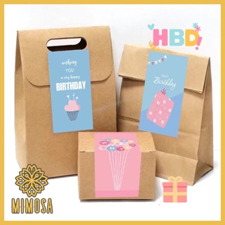 MIMOSA สติ๊กเกอร์ติดของขวัญ happy birthday อวยพรวันเกิด HBD ติดขนม ถุงคุ๊กกี้ สําหรับตกแต่งกล่องของขวัญ ถุงเบอเกอรี่