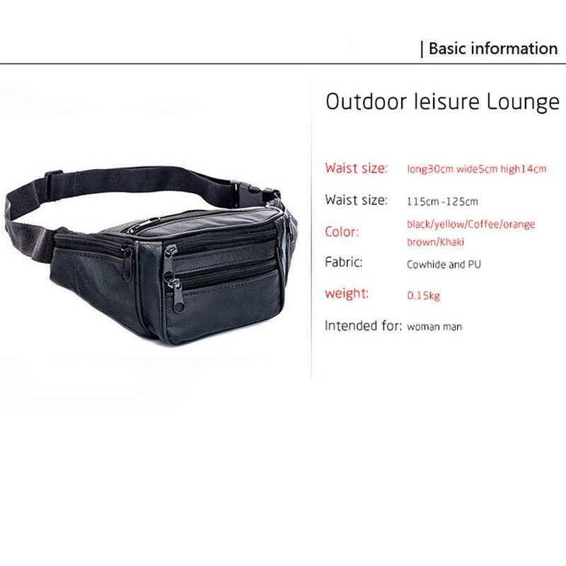 กระเป๋าคาดเอว เเฟชั่นบุรุษ Men's Sports Waist Bag Fashion Adjustable Solid Color Waterproof and Wear Resistant Backpack