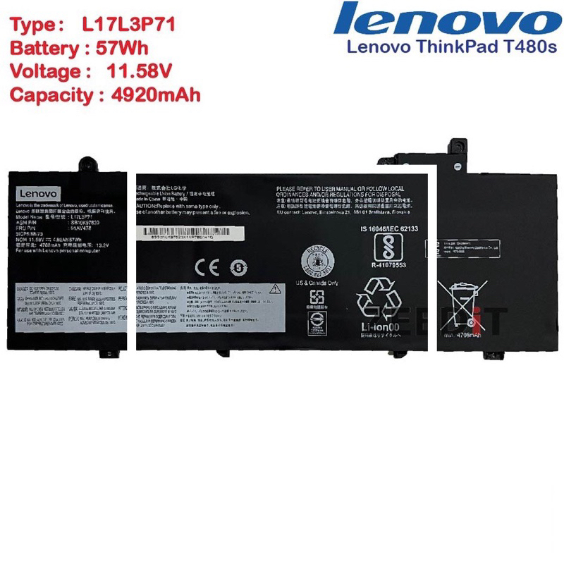 กดสั่งแล้วรอ10วัน Battery Notebook Lenovo ThinkPad P53S T480S TP00092A L17L3P71 L17M3P71 L17M3P72 ของแท้