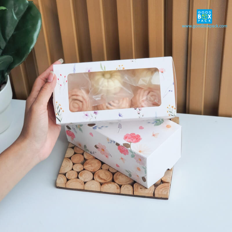 ซื้อ3ลด5%Goodboxpack (แพ็คละ 10 ชุด) กล่องคุกกี้ลิ้นชัก ใส่ขนม ใส่ของขวัญ มีหน้าต่าง ใช้ได้ 2 ด้าน ขนาด8.5x17x6.5ซม