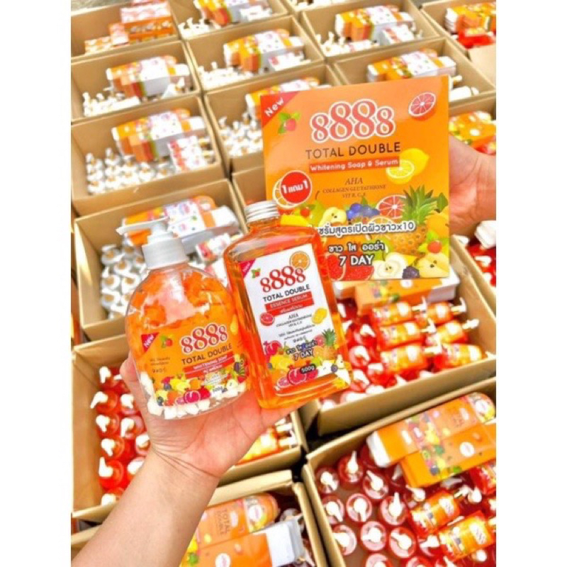 TOTAL DOUBLE 8888 whitening Soap&Serum สบู่สูตรลับ8888 น้ำ
