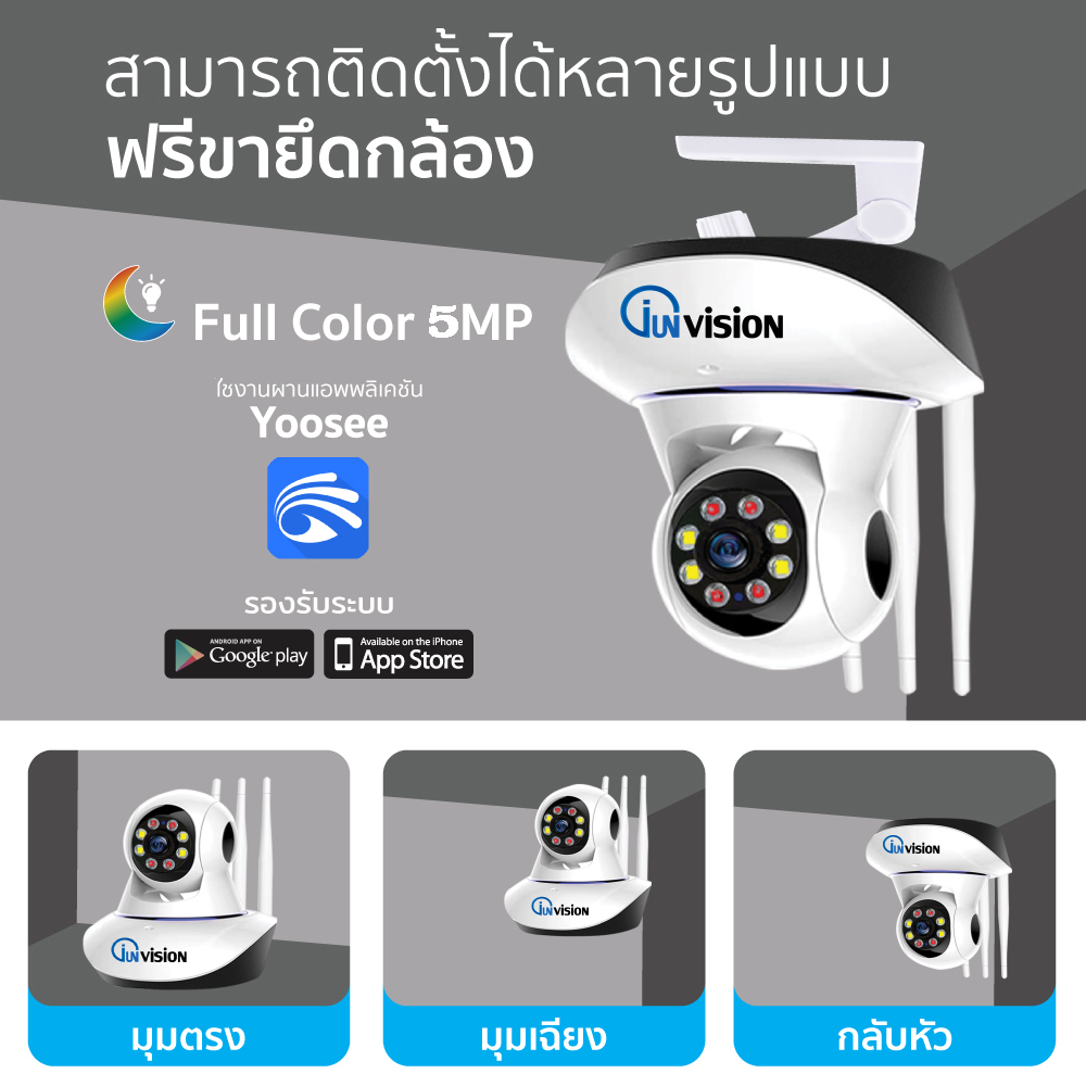 ซื้อ Junanvision กล้องวงจรปิด 5MP Security ip Camera กล้องไร้สาย มีภาษาไทย คมชัด 2Way มองเห็นในที่มืด