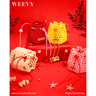 ✨✨Weevy Bucket Bag✨✨กระเป๋าลูกปัด ทรงถัง ด้านบนรูดเป็นทรงขนมจีบ กระเป๋าลูกปัด กระเป๋าแฟชั่น งานhandmade แบรนด์คนไทย