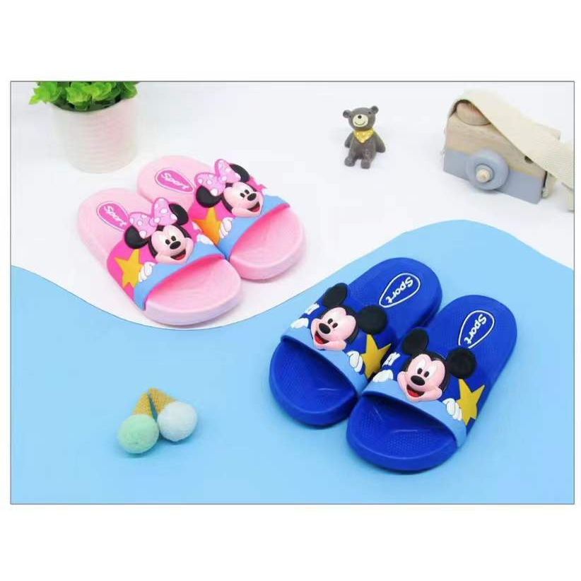 รองเท้าแตะเด็ก Disney รองเท้าแตะพื้นนุ่มกันลื่นสำหรับเด็กชายและเด็กหญิง รองเท้าสายเดี่ยว Mickey น่ารัก