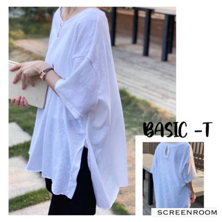 ยืดผ้าสลาฟ Basic Style เนื้อผ้านิ่ม ไม่บาง ทรง oversize สาวๆ ขนาด:อก 55”ยาว”29”31