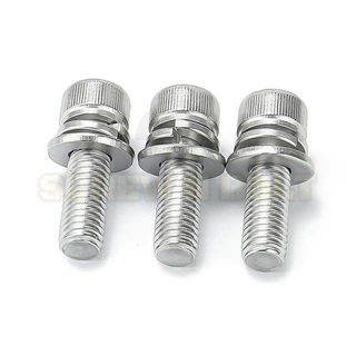 น็อต สกรู หัวจม สวมแหวน อีแปะ+สปริง สเตนเลส 304 เกลียวมิล หยาบ M4 M5 / Cap Head SEM SUS