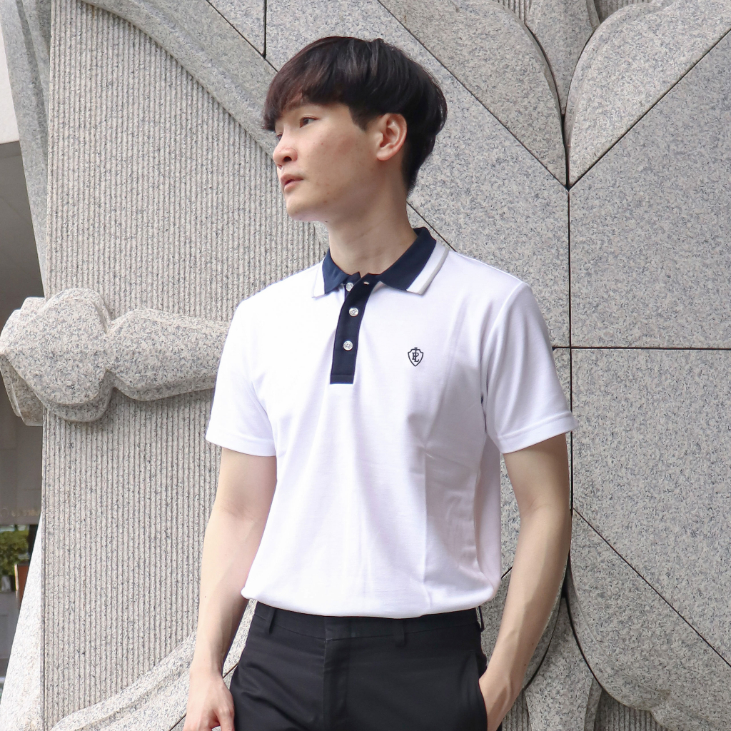 POLOLAND เสื้อโปโลชายทรงตรง รุ่นเนคไท II - สีขาว (2 สี)