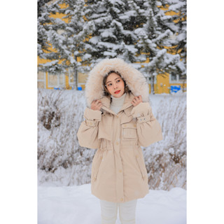 Coatover เสื้อขนเป็ด -20 บุกันหนาวอย่างหนา สีครีม DOWN COAT WITH FUR -20 เสื้อกันหนาวขนเป็ด Coat Over เสื้อโค้ท ขนเป็ด