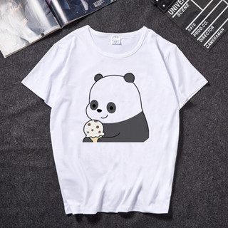 We Bare Bears เสื้อยืดแขนสั้นลายหมีน้อยสามตัวสำหรับผู้ชายและผู้หญิงเสื้ออินเทรนด์ในชุดฮันนี่ฮันนี่