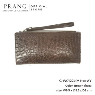 Prang Crocodile Leather Long Bi-fold &amp; Zipped Wallet กระเป๋าสตางค์ 2พับยาว ซิปเดี่ยว หนังจระเข้ C-W0122L(M)สาย-AY