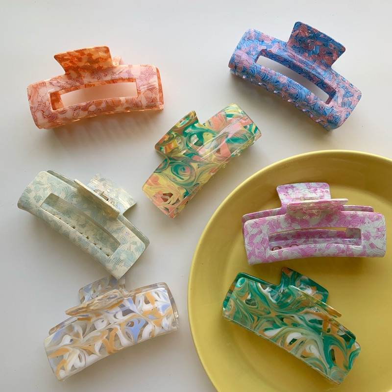 เพิ่ม 4 สีใหม่ กิ๊บหนีบผม Fruity Rectangle Hair Claw กิ๊บหินอ่อน