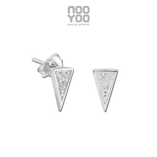 NooYoo ต่างหูสำหรับผิวแพ้ง่าย Triangle with Crystal Surgical Steel