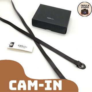 {ส่งจากไทย}(Cam4) Cam-in สายคล้องกล้อง สายคล้องคอ หนังแท้ สีดำเรียบหรู