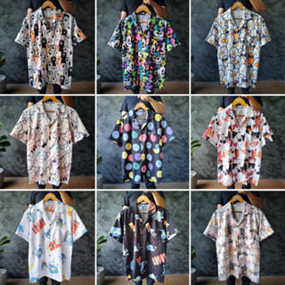 🐶เสื้อฮาวาย พิมพ์ลายน่ารัก สไตล์เกาหลี ผ้าบางใส่สบายไม่ต้องรีด