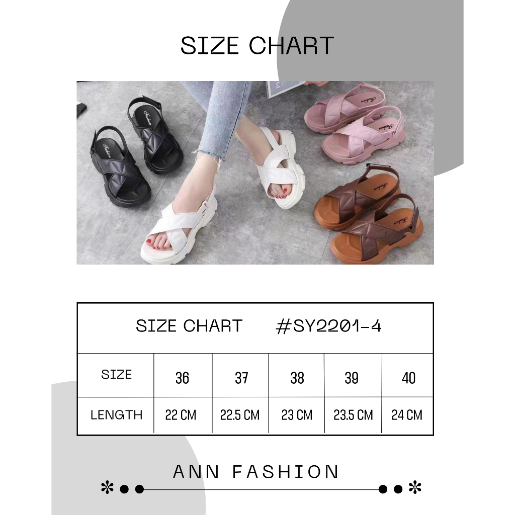 Ann.Fashion รองเท้าแตะรัดส้นแบบสายคาด ปรับสายได้ พื้นหนา ใส่สบาย วัสดุแข็งแรงทนทาน จัดส่งในไทย #sy2201-4