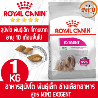 Royal Canin สูตร MINI EXIGENT 1kg อาหารเม็ด สำหรับสุนัขโต พันธุ์เล็ก ที่ทานยาก อายุ 10 เดือนขึ้นไป