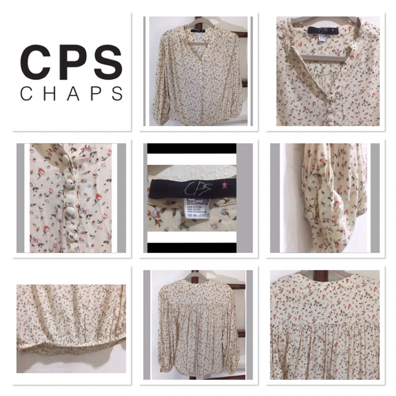 เสื้อเชิ้ตแขนยาว คอวี ลายดอกไม้ CPS มือ2