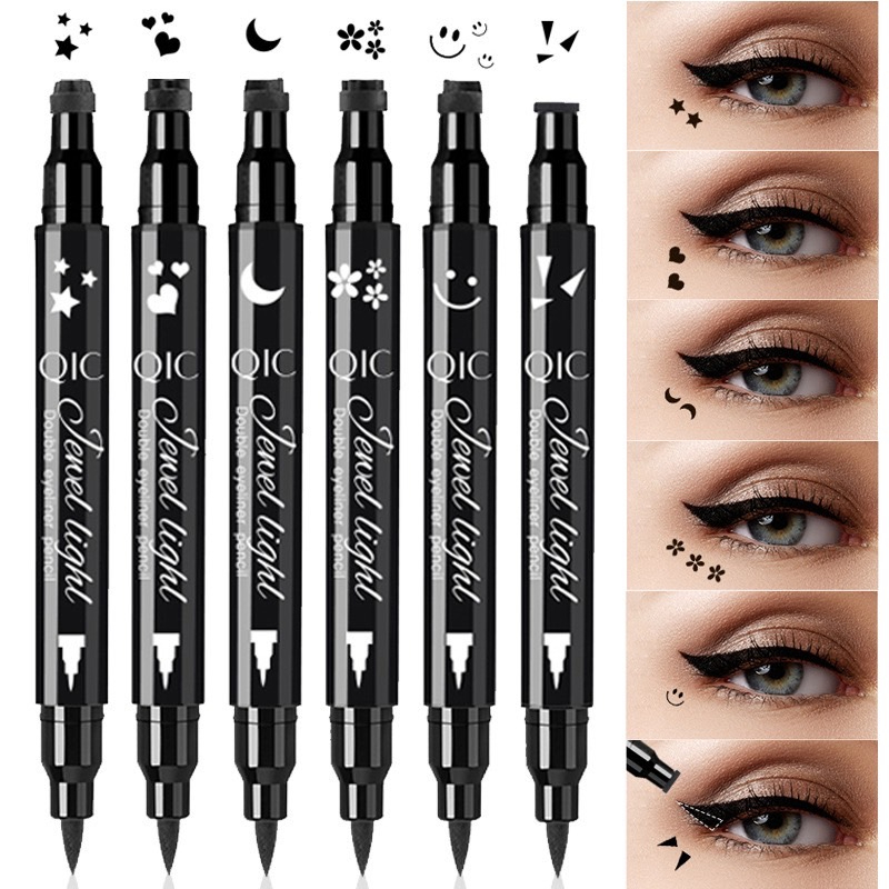 อายไลน์เนอร์ 2in1 สองหัว ทั้งกรีดและหัวปั๊ม 6 รูปทรงน่ารัก สีเข้มคมชัด กันน้ำกันเหงื่อ ติดทนนาน