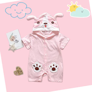 Babyonline(Y310)2H3-4 (ส่งด่วน1วัน)ชุดบอดี้สูทสำหรับเด็กมีฮู้ดรูปสัตว์มีกระดุมหน้า ผ้าฝ้าย นิ่ม ใส่สบาย แนะนำอายุ 0-1 ปี