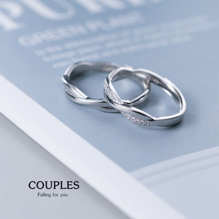 s925 Couples ring 30 แหวนคู่รักเงินแท้ Falling for you สื่อกลางแทนความรักสองเรา ใส่สบาย เป็นมิตรกับผิว ปรับขนาดได้